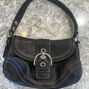Black leather coach purse